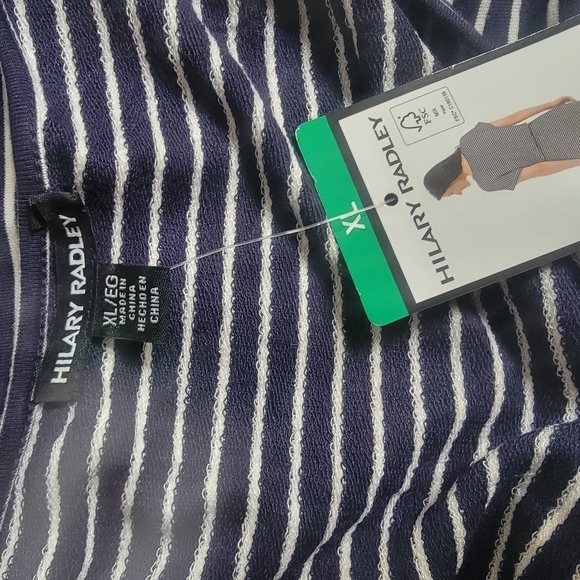 Hillary Radley Blue‎ White Stripped Dress XL Front Pockets Adjustable Waist - Picture 7 of 13